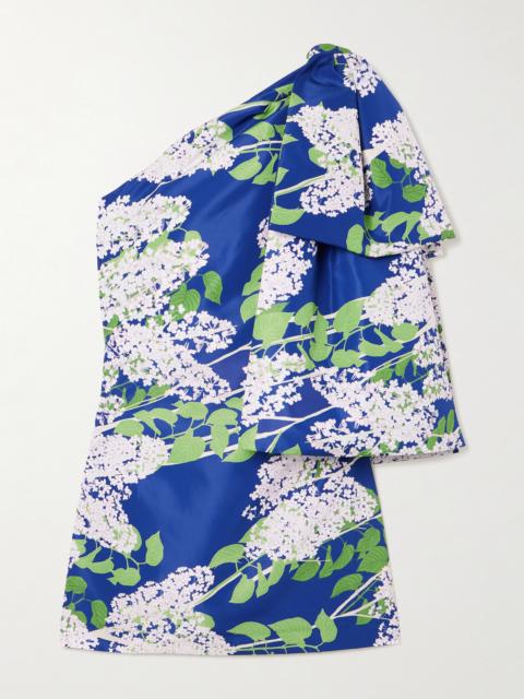 BERNADETTE Josselin One-shoulder Bow-embellished Floral-print Taffeta Mini Dress