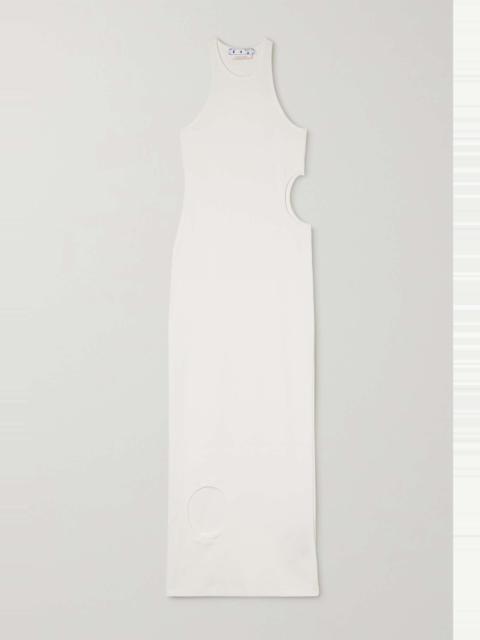 Off-White Cutout ribbed stretch-cotton jersey maxi dress