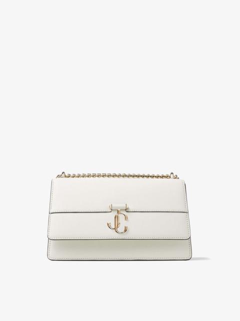 JIMMY CHOO Varenne Shoulder
Latte Fine Shiny Calf Leather Shoulder Bag with Light Gold JC Emblem
