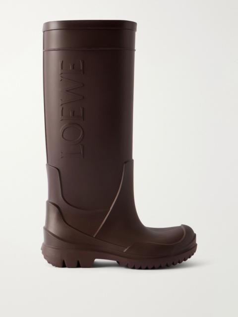 Loewe Storm logo-embossed rubber knee boots Dark brown