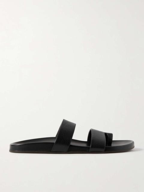 The Row Hugh textured-leather slides Black
