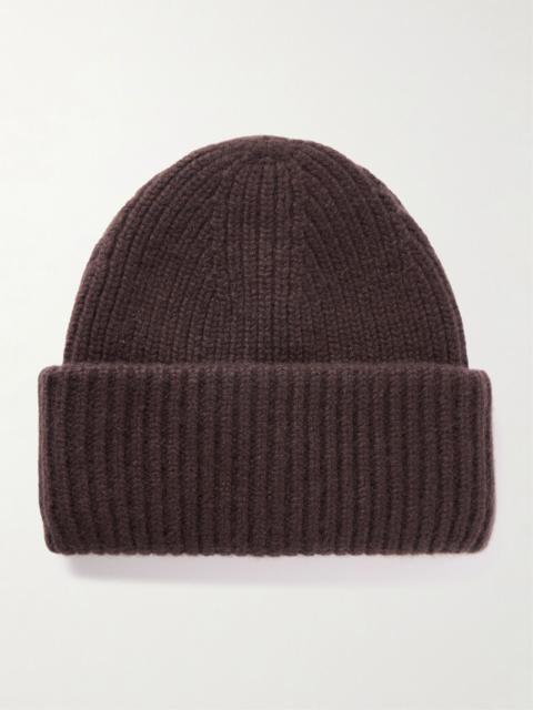 Yves Salomon Ribbed cashmere beanie Brown