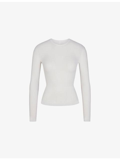 SKIMS Sheer Rib Long-Sleeve Jersey Top
