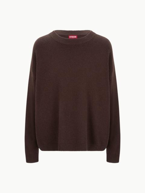 STAUD STAUD SERRANO CASHMERE RELAXED CREW DARK CHOCOLATE