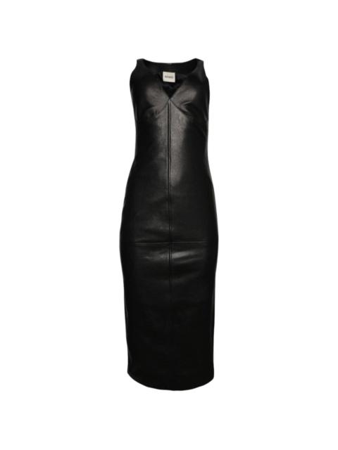 V-neck leather dress