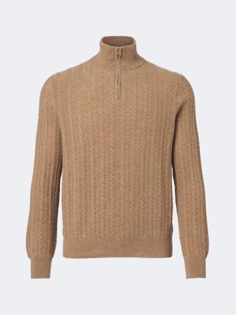 FEDELI Cable-knit cashmere half-zip sweater