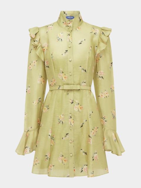 LEO LIN Kristy Ruffle-Trim Floral Mini Dress