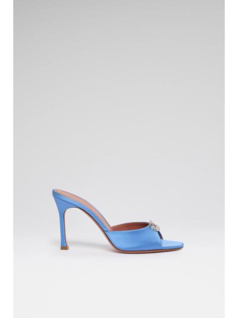 Amina Muaddi MINI CAMELIA SLIPPER 95 SAPPHIRE SATIN