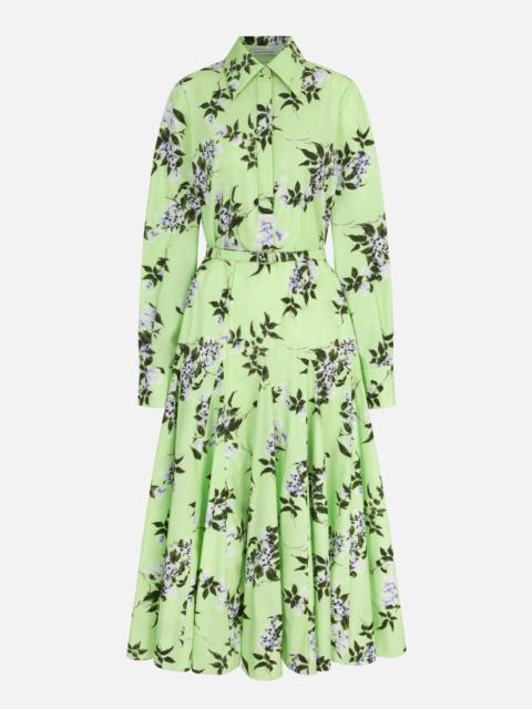 EMILIA WICKSTEAD Marione Dress In Lilac Lillies & Cherry print on Green Organic Cotton