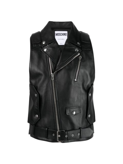 Moschino leather biker vest