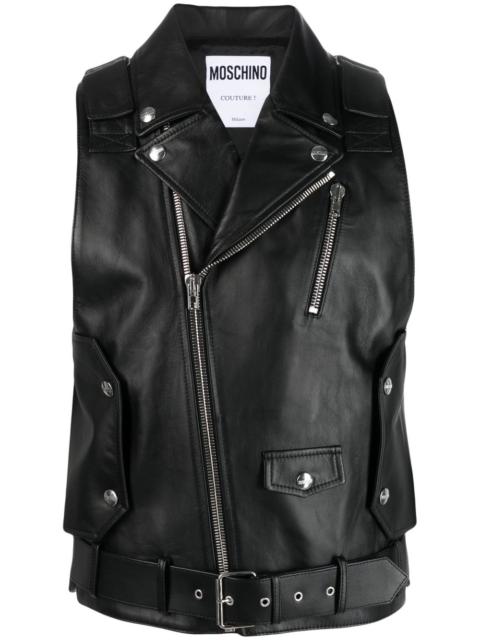 Moschino leather biker vest