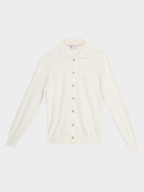 Brunello Cucinelli Men's Cotton Ribbed Cardigan