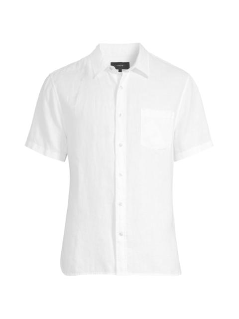Vince Men's Linen Short-Sleeve Button-Front Shirt - Optic White