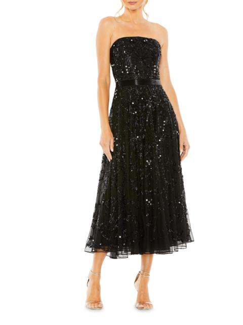 MAC DUGGAL Women's Embellished Mesh Strapless Midi-Dress - Black