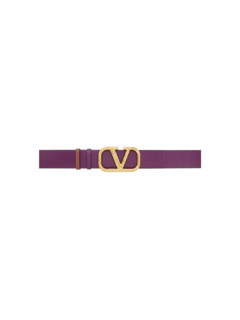 Reversible Purple & Taupe VLogo Signature Belt