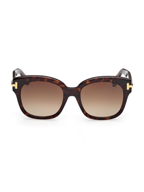 TOM FORD Women's Icon 55MM Square Sunglasses - Shiny Dark Havana Brown