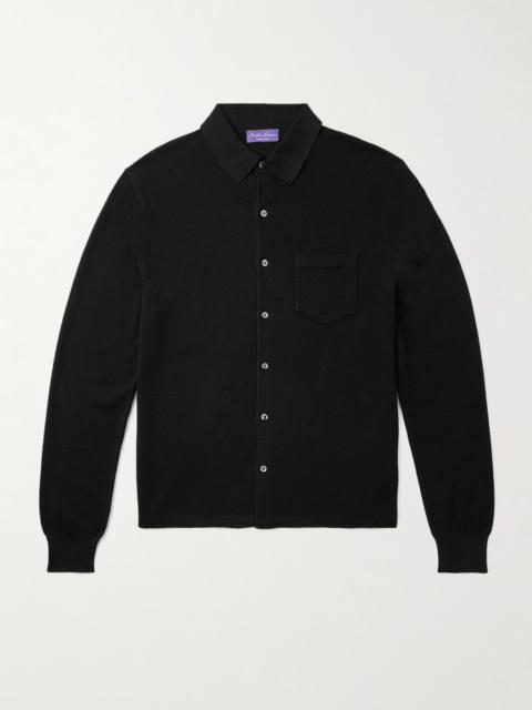 Ralph Lauren Silk and Cotton-Blend Piqué Cardigan Black