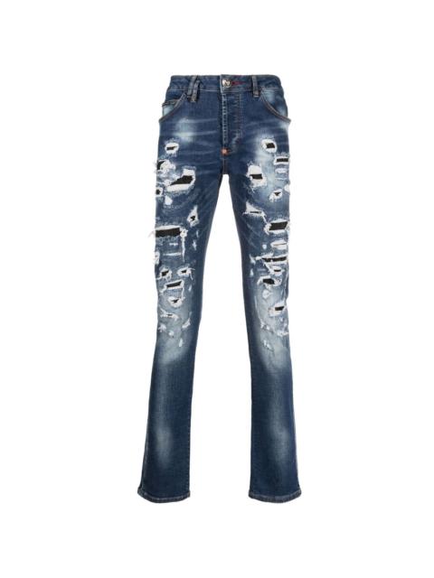 PHILIPP PLEIN distressed straight-leg jeans