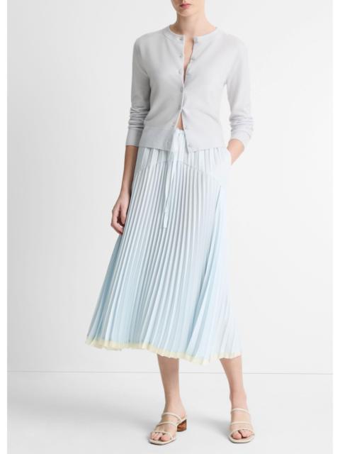 Vince Pleated Satin Tiered Skirt