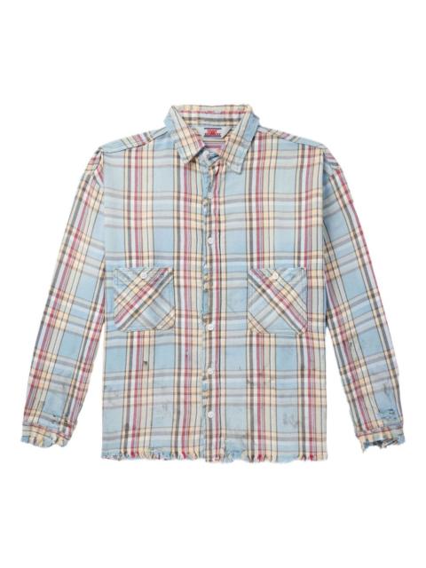 SAINT M×××××× frayed plaid shirt