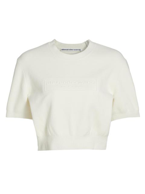 Alexander Wang Women's Short-Sleeve Embossed Logo Sweater - Soft White