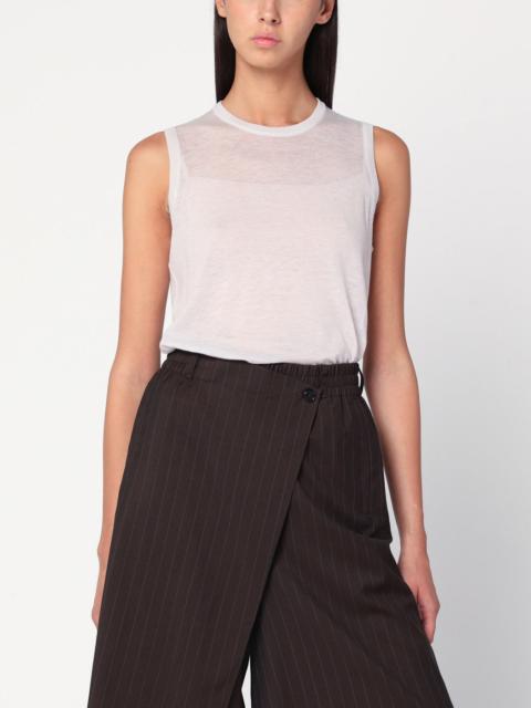 6397 Ivory semi-sheer tank top