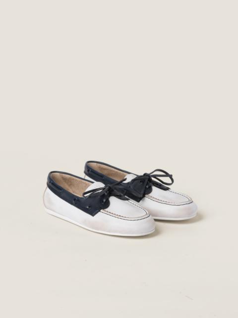 Miu Miu Unlined bleached two-tone leather loafers