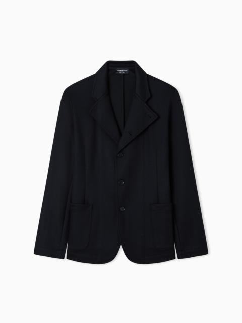 EMPORIO ARMANI ICON GURU-COLLAR WOOL-BLEND JACKET WITH OFF-CENTRE FASTENING