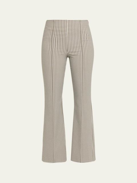Vince Niki Gingham Mid-Rise Crop Flare Pants
