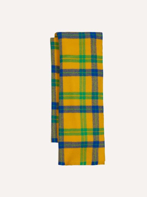 Drake's Yellow, Blue and Green Tartan Check Wool Scarf