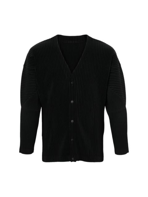 plissé-effect V-neck cardigan