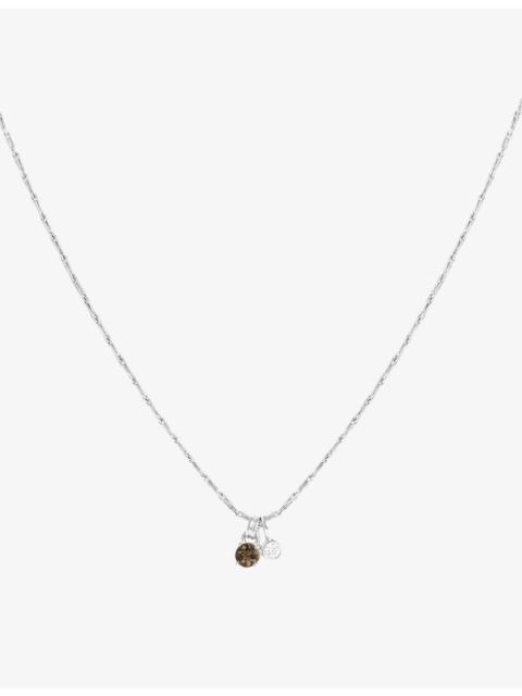 ASTRID & MIYU Charm 14ct White-Gold, Lab-Grown Diamond and Smokey Quartz Pendant Necklace