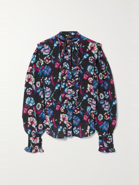 Vanessa ruffled floral-print silk crepe de chine shirt