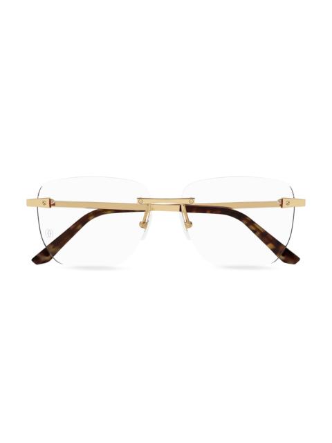 Cartier Men's Santos De 58MM 24K Gold-Plated Square Optical Glasses - Gold