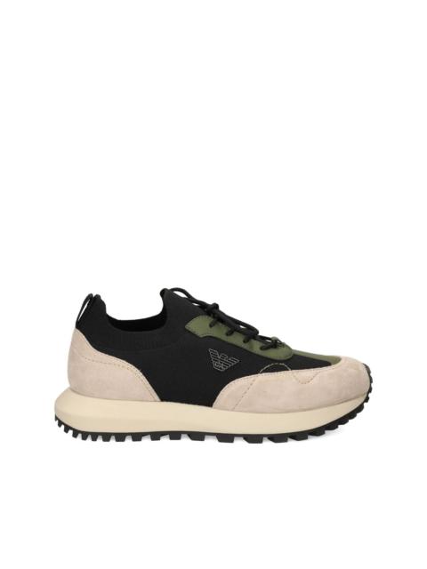 EMPORIO ARMANI knitted suede sneakers