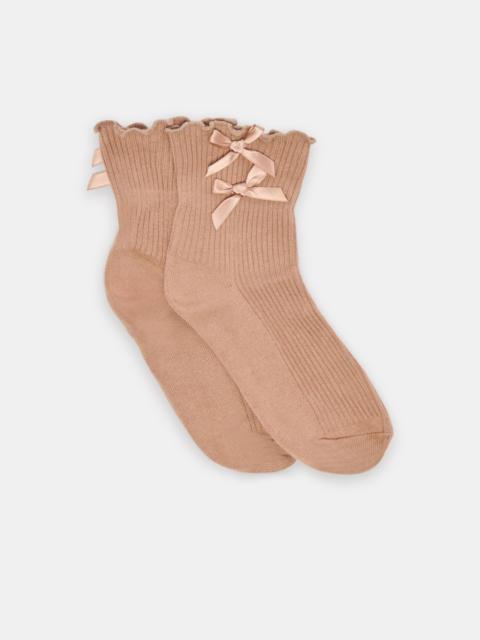 dolce vita LETTUCE EDGE BOW ANKLET SOCKS MOCHA