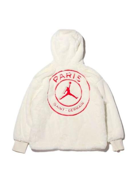 Jordan (WMNS) Air Jordan Brand AS WJ PSG Paris Saint-Germain fur Jacket White CQ7154-133