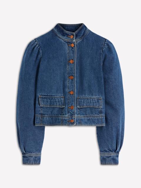 BODEN Topstitch Denim Jacket-Mid Wash, Denim