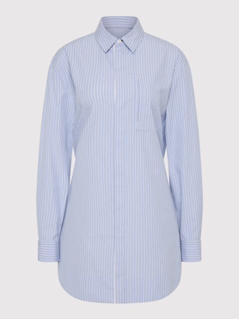 ST. AGNI Drawstring Mini Shirt Dress - Pale Blue Stripe