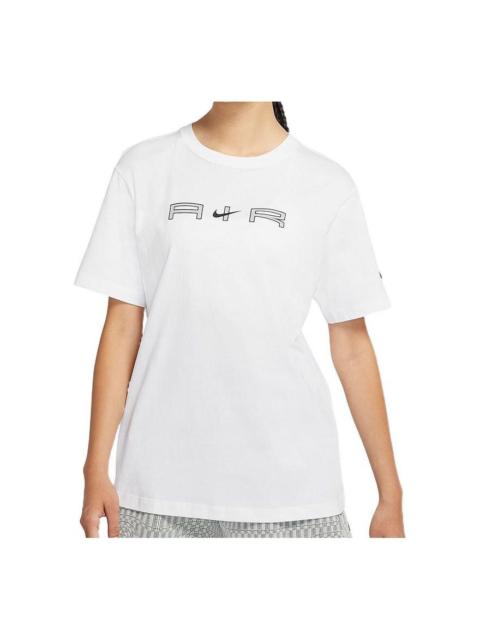 Nike (WMNS) Nike AIR Reflective Alphabet Round Neck Sports Short Sleeve White T-Shirt DD5432-100