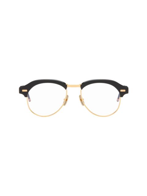 Thom Browne Black Acetate & Titanium Pilot Glasses