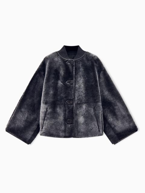GIORGIO ARMANI BLOUSON JACKET REVERSIBLE IN SHEARLING WITH KNITTED COLLAR