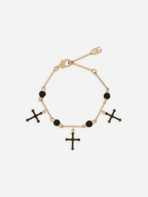 Dolce & Gabbana Cross bracelet with “DNA” rhinestones