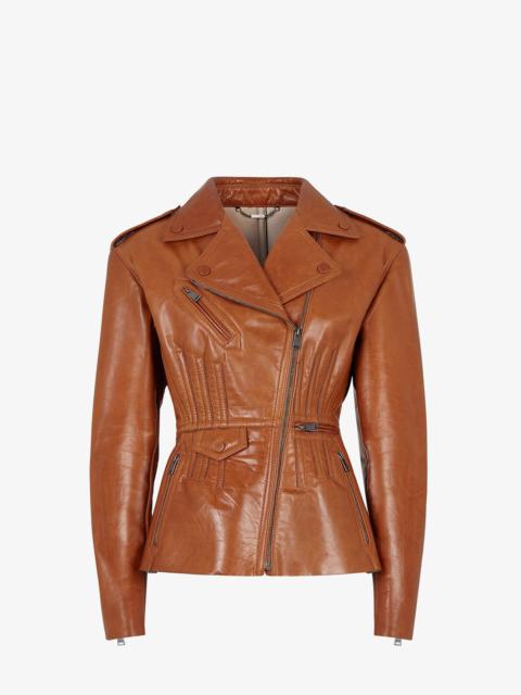 FENDI Brown leather biker jacket