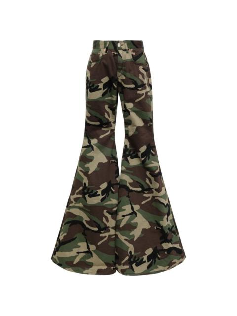 camouflage-print flared trousers