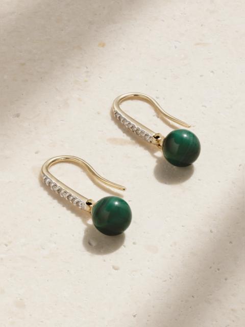 MATEO 14-karat Gold, Malachite And Diamond Earrings