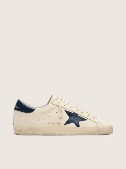 Golden Goose Men’s Super-Star in white leather with dark blue star