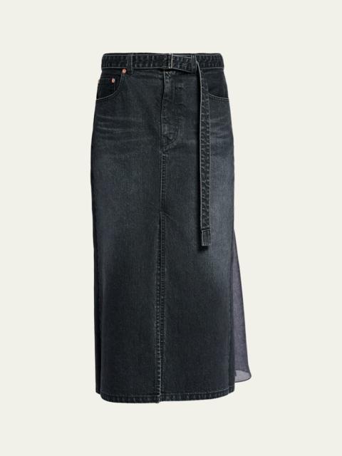sacai Godet Denim Midi Skirt