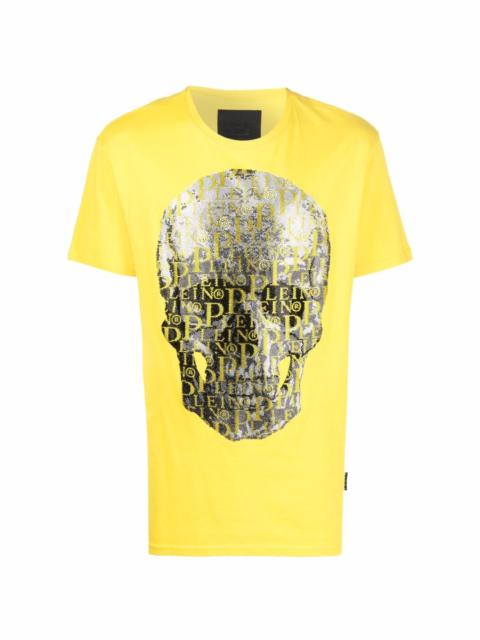 beaded logo-skull T-shirt