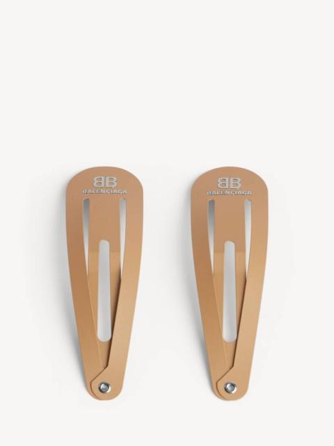 BALENCIAGA Women's Holli Xxl Snap Clip Set 2 in Beige/shiny Silver